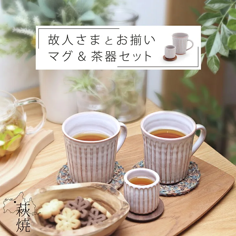 しのぎ萩焼 マグ＆茶器セット